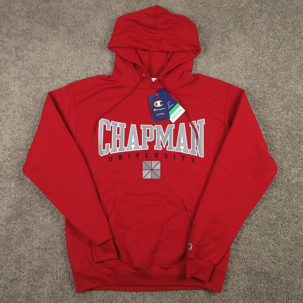 Chapman Panthers Sweater Mens Medium Red Hoodie Sweatshirt Champion Sewn NEW